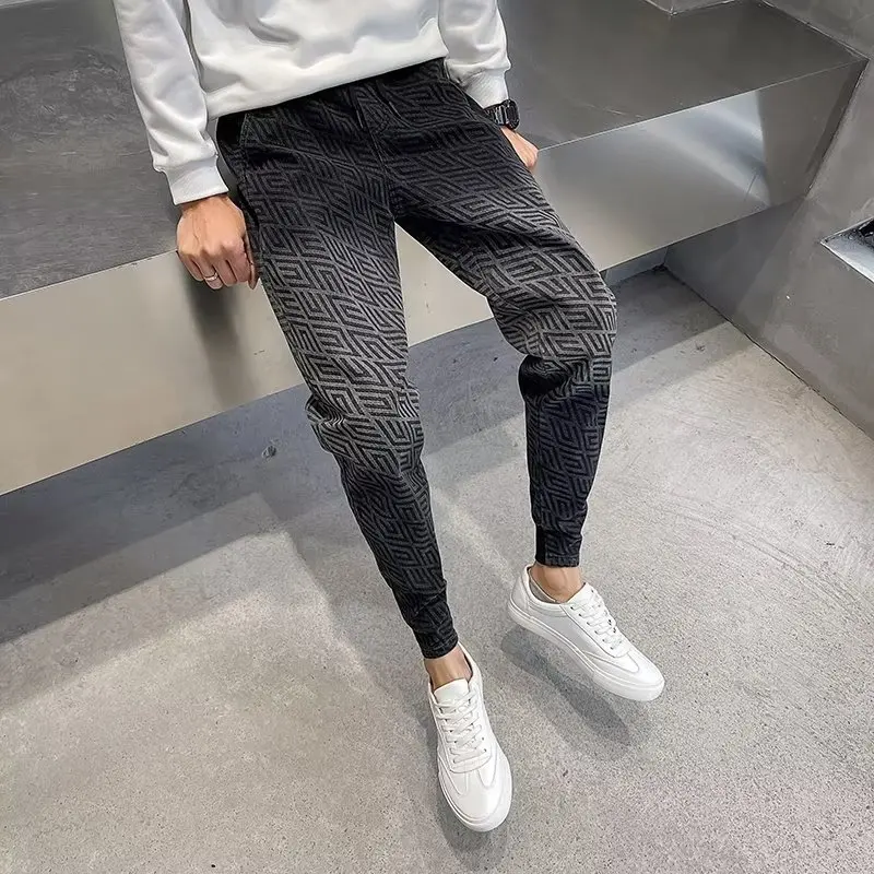 

Двухцветные джинсы Slim Fit для мужчин, летние тонкие джинсы с высокой и низкой талией, повседневные брюки на молнии, молодежные модные джинсы