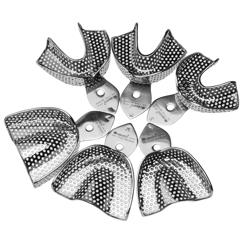 3 Pairs Dental Lab Equipment L/M/S Size Upper Lower Stainless Steel Impression Trays For Dental Lab