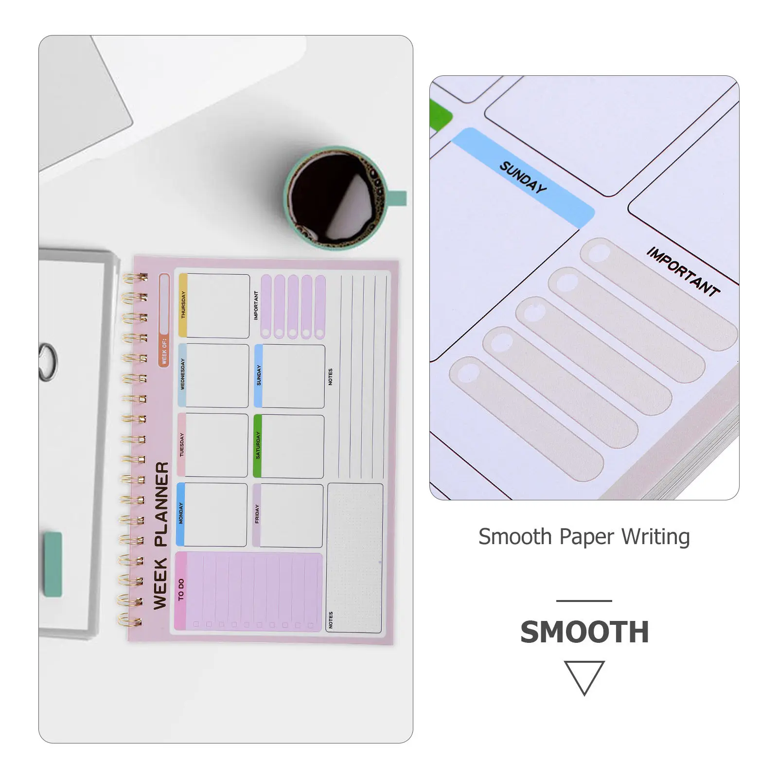Large Weekly Planner Notebook – Undated Double Wire Bound, Spacious Layout for Daily Scheduling, Office & Home Use 6