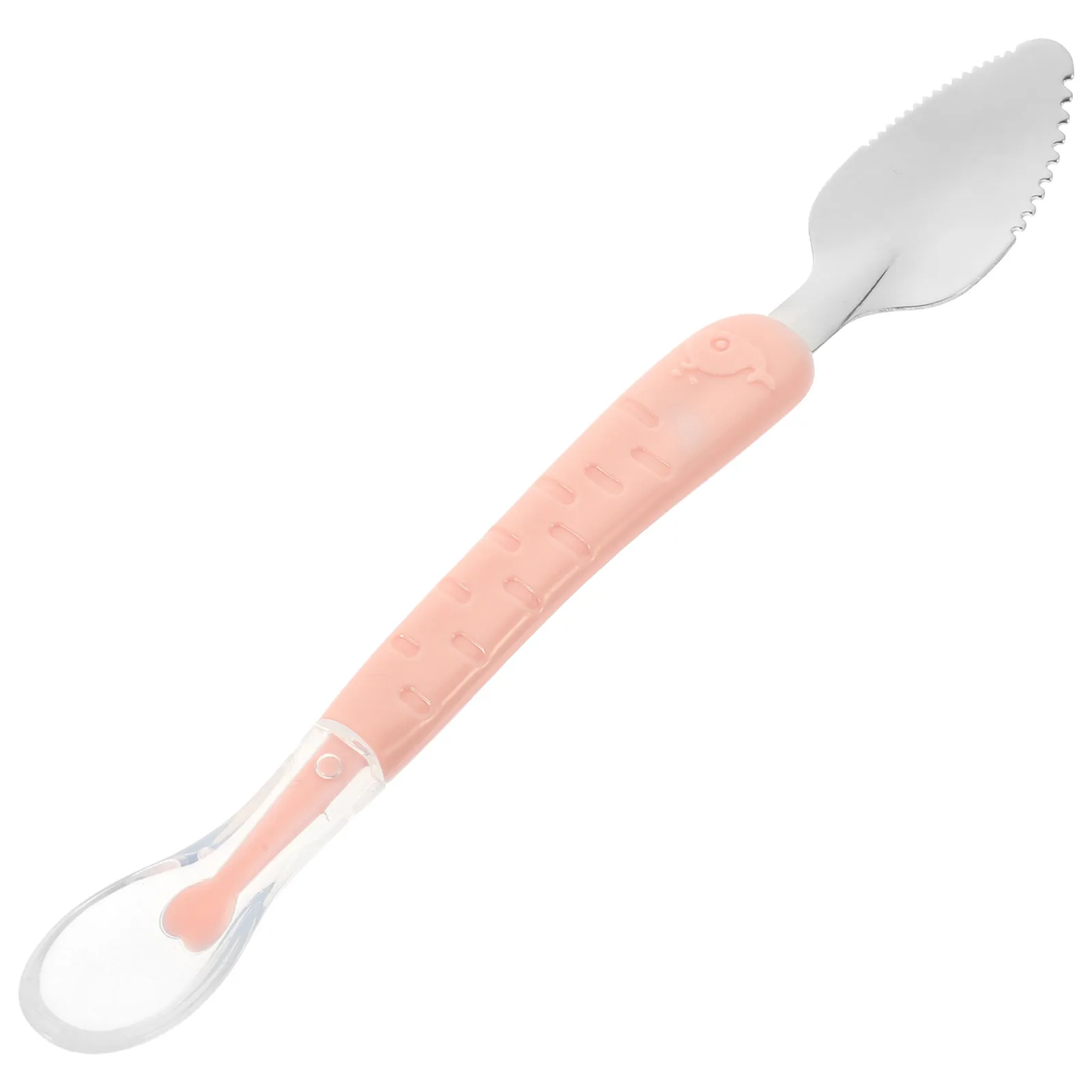 

Double Head Baby Puree Scraping Spoon Serrated Edge for Fruit Sweet Potato Feeding Silicone Steel Spoon Storage Box