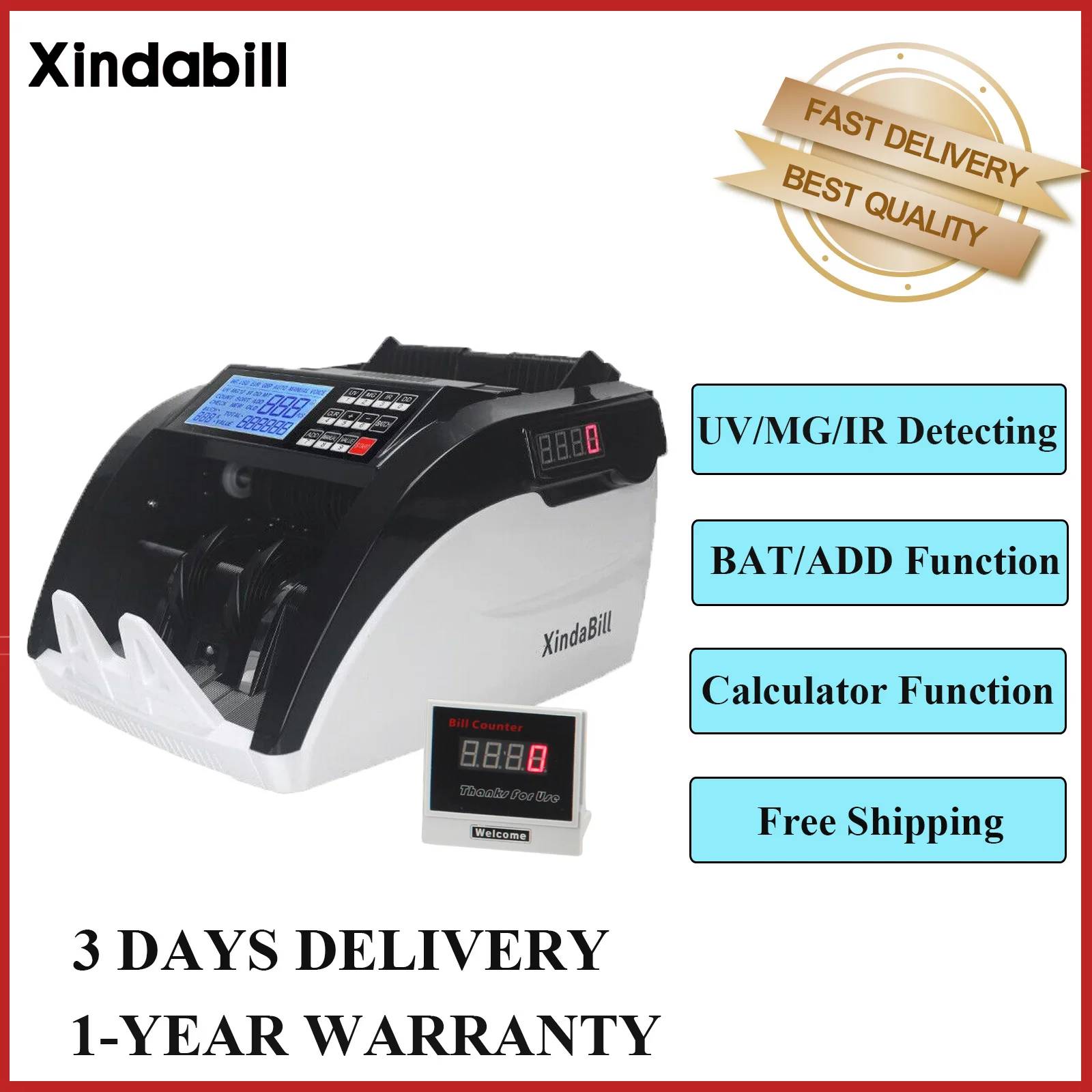 XD-6800 Money Counter Machine USD/EUR/TZS/KES/PKR Counterfeit Bill Cash Currency Detection