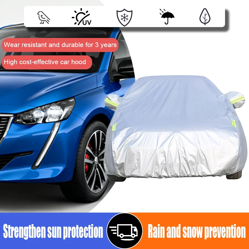 For the Peugeot 208 hatchback, a complete set of UV resistant outdoor and indoor sunshade, rain and snow dust cover, waterproof
