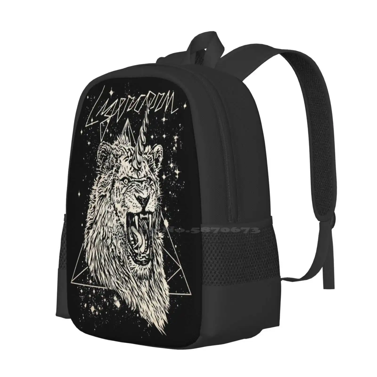 Ligercorn School Bag Big Capacity Backpack Laptop Liger Space Unicorn Teeth Triangle Stars Franx Frank Barbara