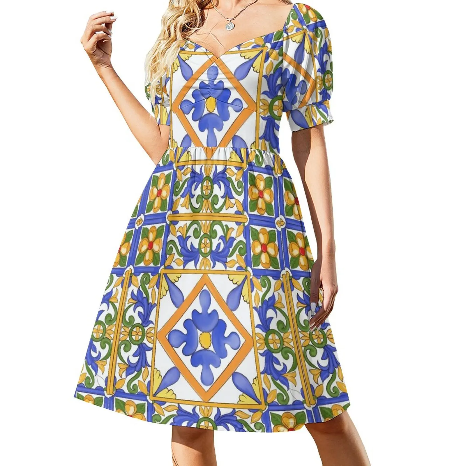 

Citrus,Sicilian style summer decor pattern Dress Women's summer dress ladies dresses for special occasion