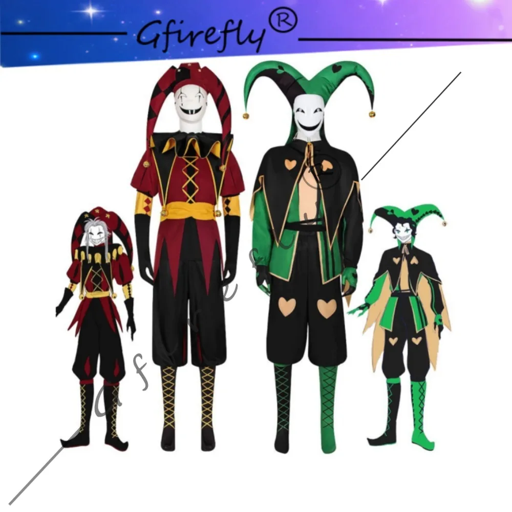 

Freak Circus Pierrot Harlequin Cosplay Costume with Gloves Hat Accessories for Halloween Party Convention Performance Outfit