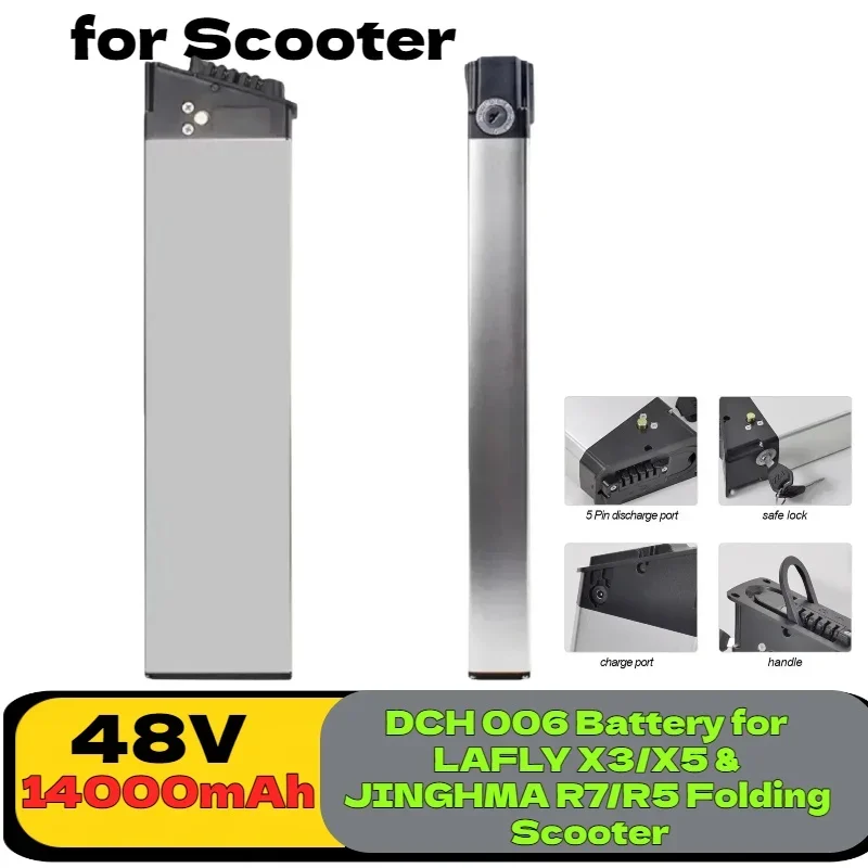 48V 14Ah DCH 006 High Capacity Battery – Durable Energy Supply Spare for LAFLY X3/X5 R7/R5 250W/750W Folding Scooter Replacement