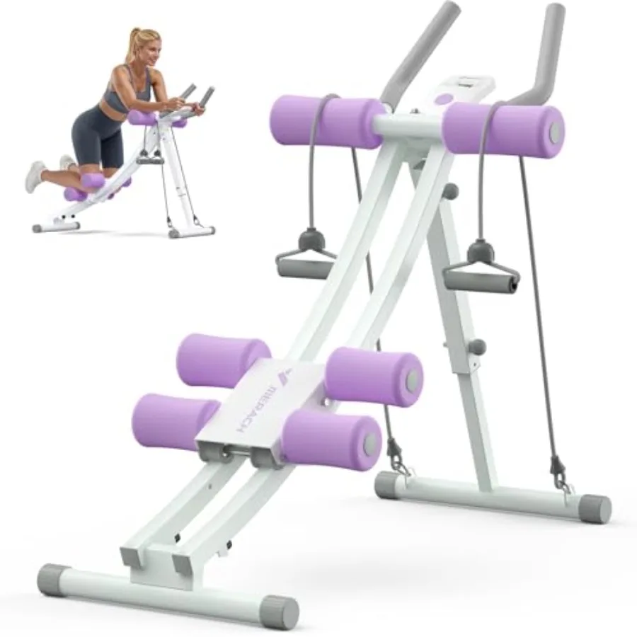 Home gym ab machine with adjustable dual-track ergonomic arc design steel frame black finish foldable for full-body workouts