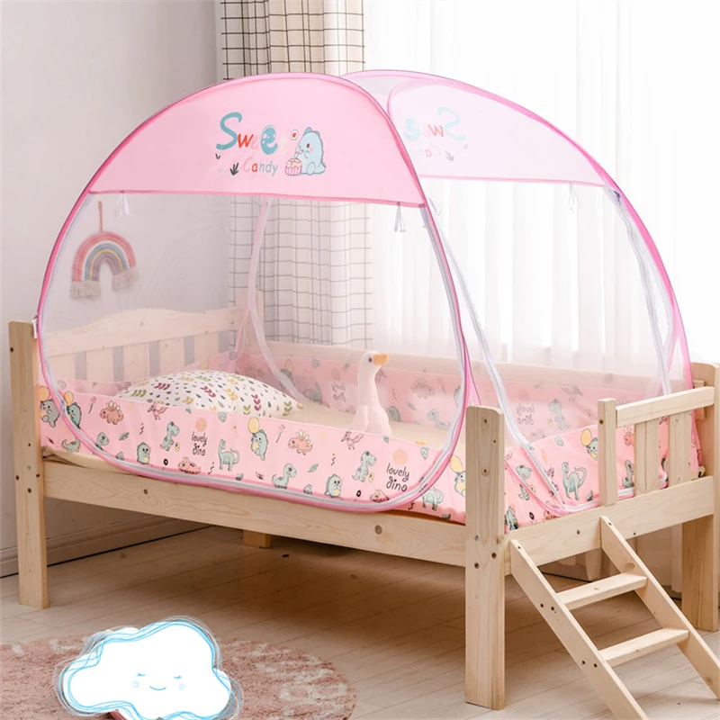 Cartoon Print Pattern Crib Mosquito Net Children's Anti-fall Foldable Mosquito Net Summer Universal Baby Yurt Mosquito Net