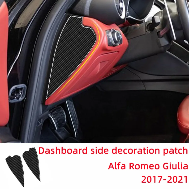 Side Dashboard Decoration Patch Carbon Fiber Car Stickers For Alfa Romeo Giulia 2017-2021 Interior Accessories