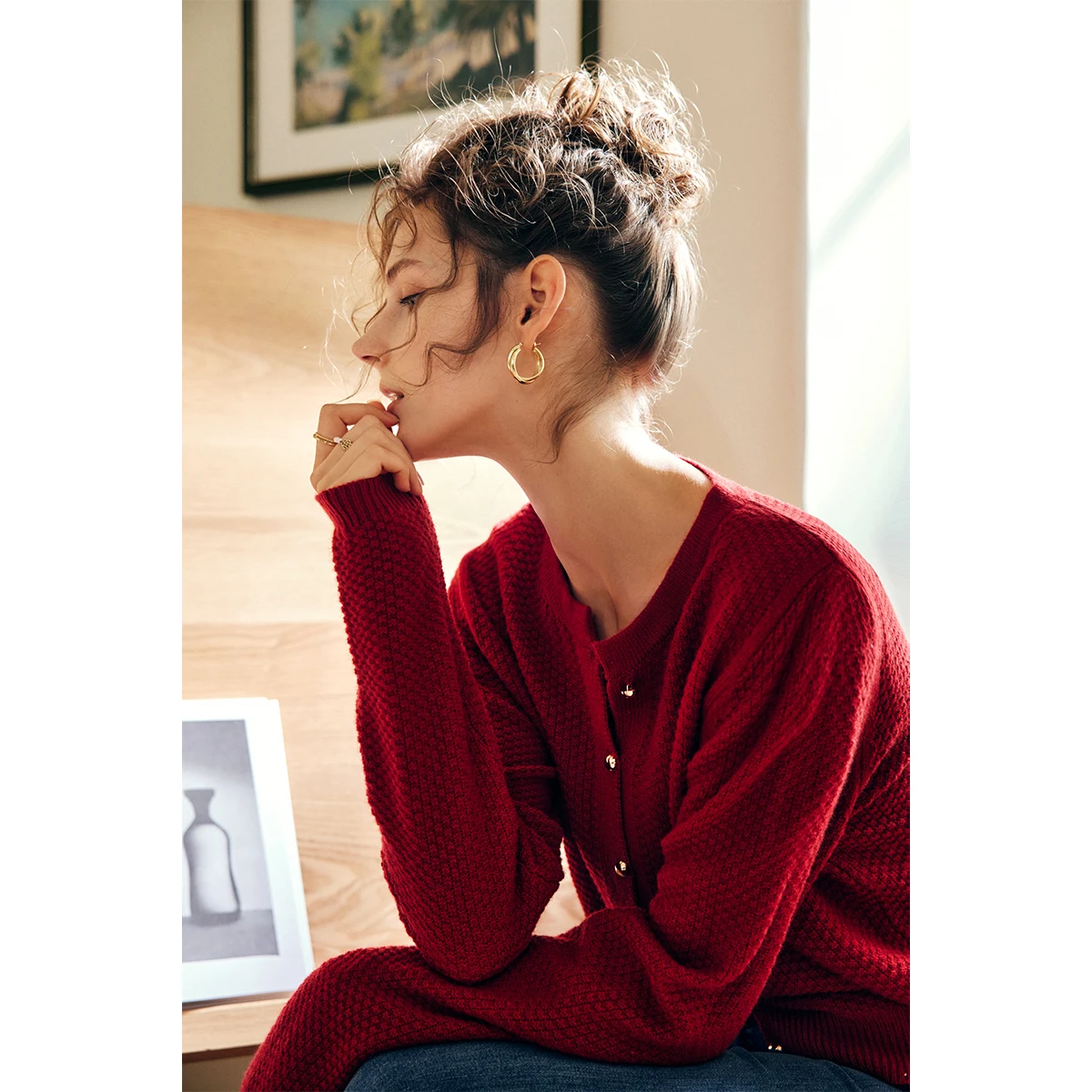 Oriel フレンチニットカーディガン女性の秋 2025 新作 O ネックシングルブレストセーターカジュアルヴィンテージ女性トップス O57QM00356