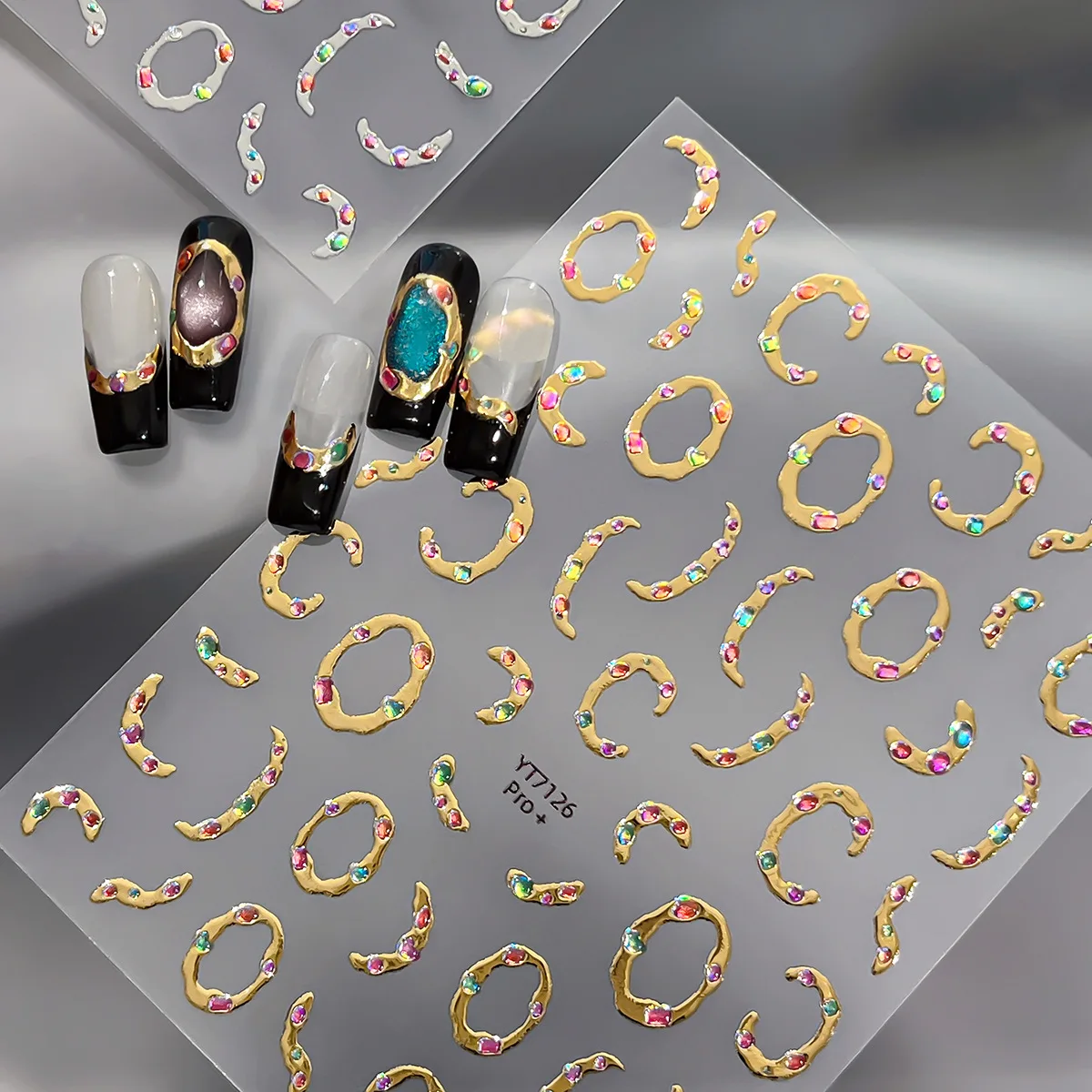 

Позолоченные наклейки для ногтей с драгоценными камнями, металлические французские наклейки, аксессуары, украшения «сделай сам», маникюрные наклейки, наклейки с принтом для дизайна ногтей