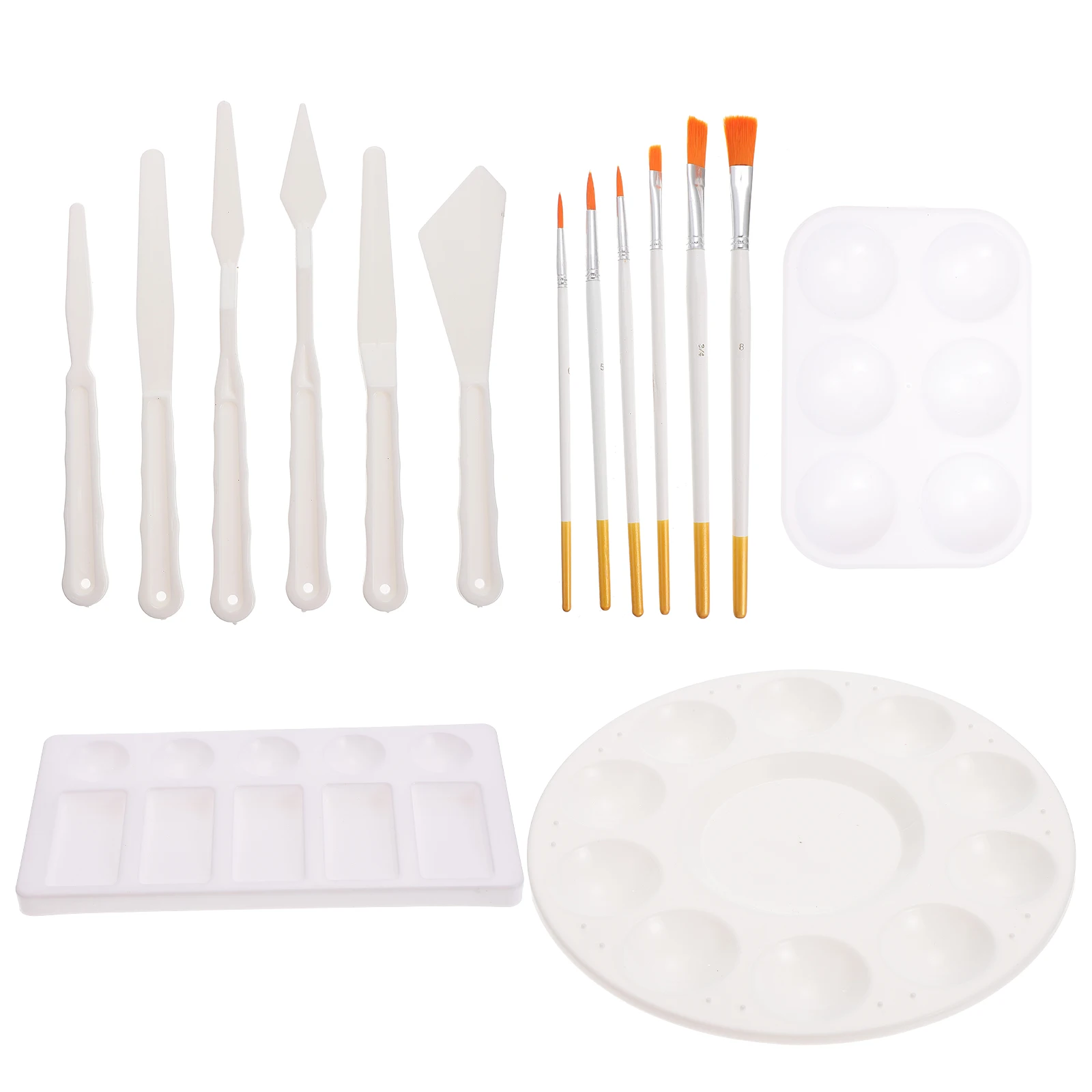 

Palette Set Art Supplies Pigment Mixing Watercolor Tray Scrapers Plastic Oil Paint Brushes Lightweight Portable Storage