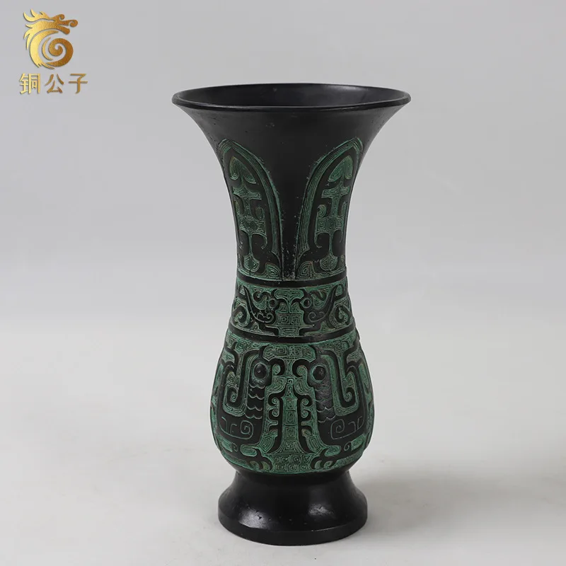 سلالة تشو الغربية الأب جينغ جي العتيقة البرونزية الحرفية فينيكس الطيور الموز ورقة كأس النبيذ غير قابلة للشرب هدية اللعب جمع