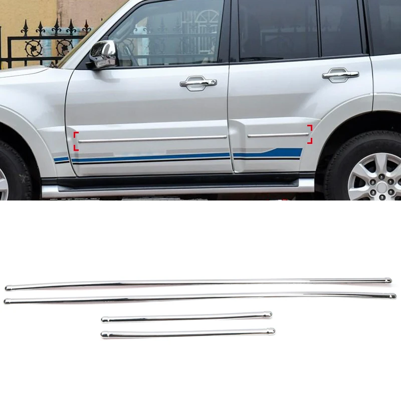 

Car Accessories For Mitsubishi Pajero V80 V93 V95 V97 V98 2007-2021 ABS Chrome Side Door Body Decoration Protect Cover Trim 4pcs