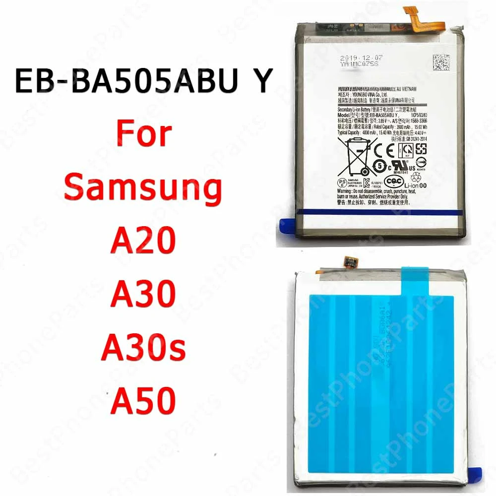 Battery For Samsung Galaxy A30s A20 A30 A50 Replacement Li-ion Bateria 4000 mAh EB-BA505ABUY Cellphone Spare Parts