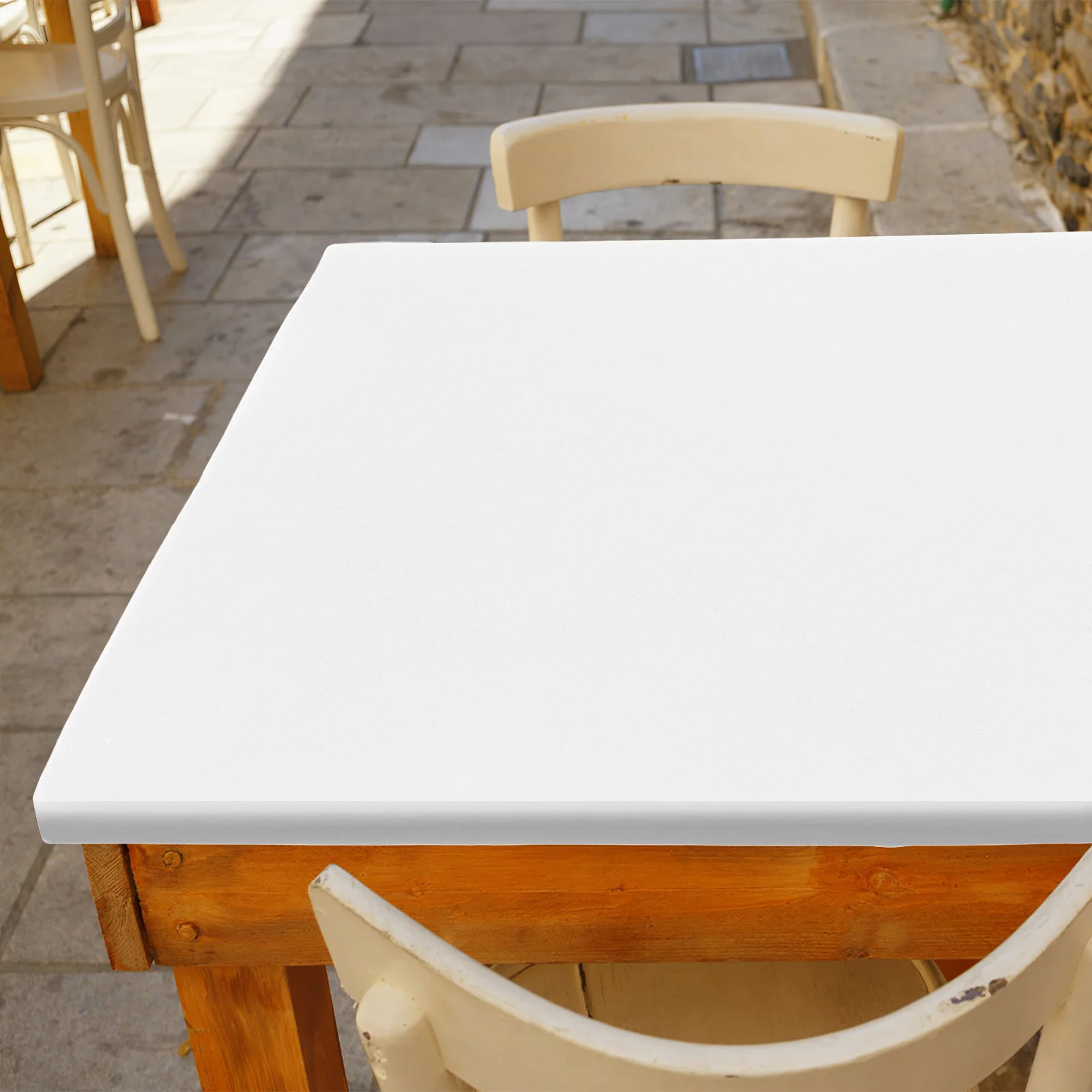 

Polyester Elastic Square Tablecloth Snug Fit Non-Slip for Dining Tables Market Stalls Half Covered Tables Modern Home Garden