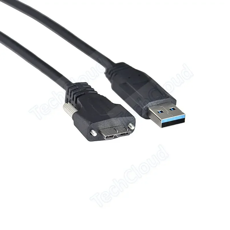 10PCS USB3.0 A to Micro3.0 mobile hard disk Data transmission cable with M2 screw lock panel for Industrial camera