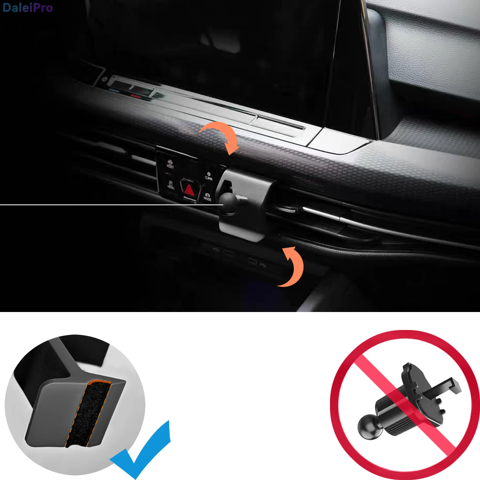 LHD RHD für Volkswagen Golf 8 MK8 2021-2024 2025 2026 Auto-Handyhalterung, Fahrzeugspezifische Austauschbare Armaturenbrett-Handyhalterung – Detail 4