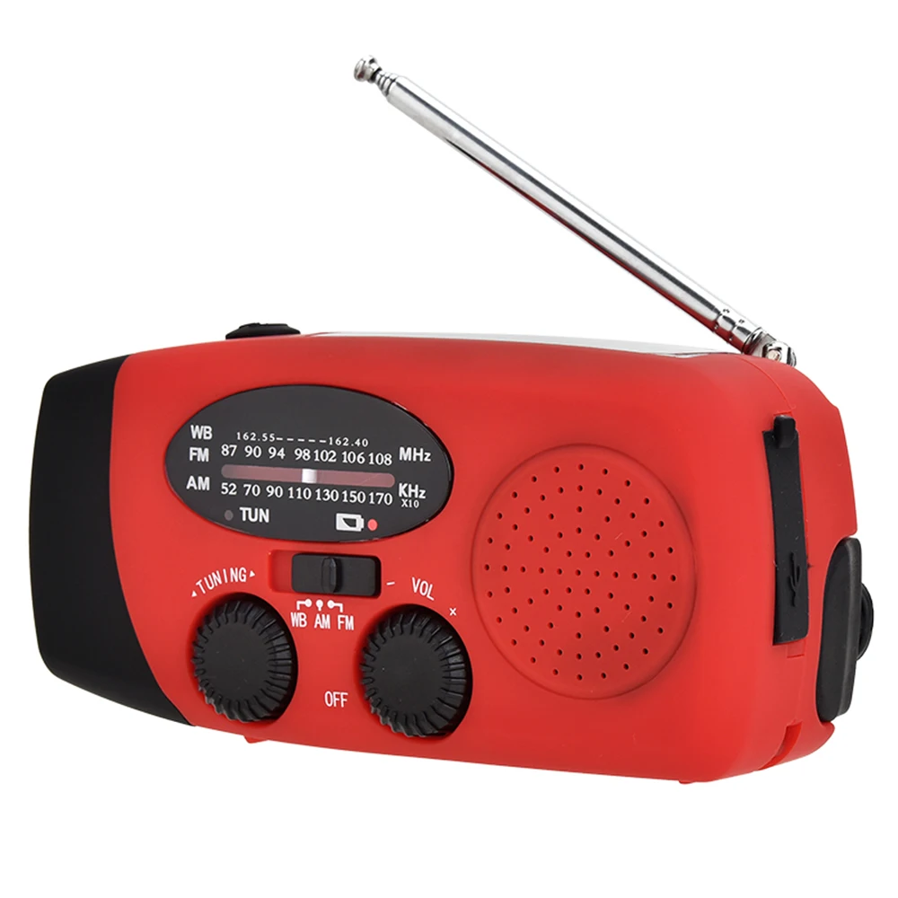 Portable Radio with AM/FM Flashlight Reading Lamp NOAA Weather Power Bank for Emergency Solar Powered Crank Handheld Radio