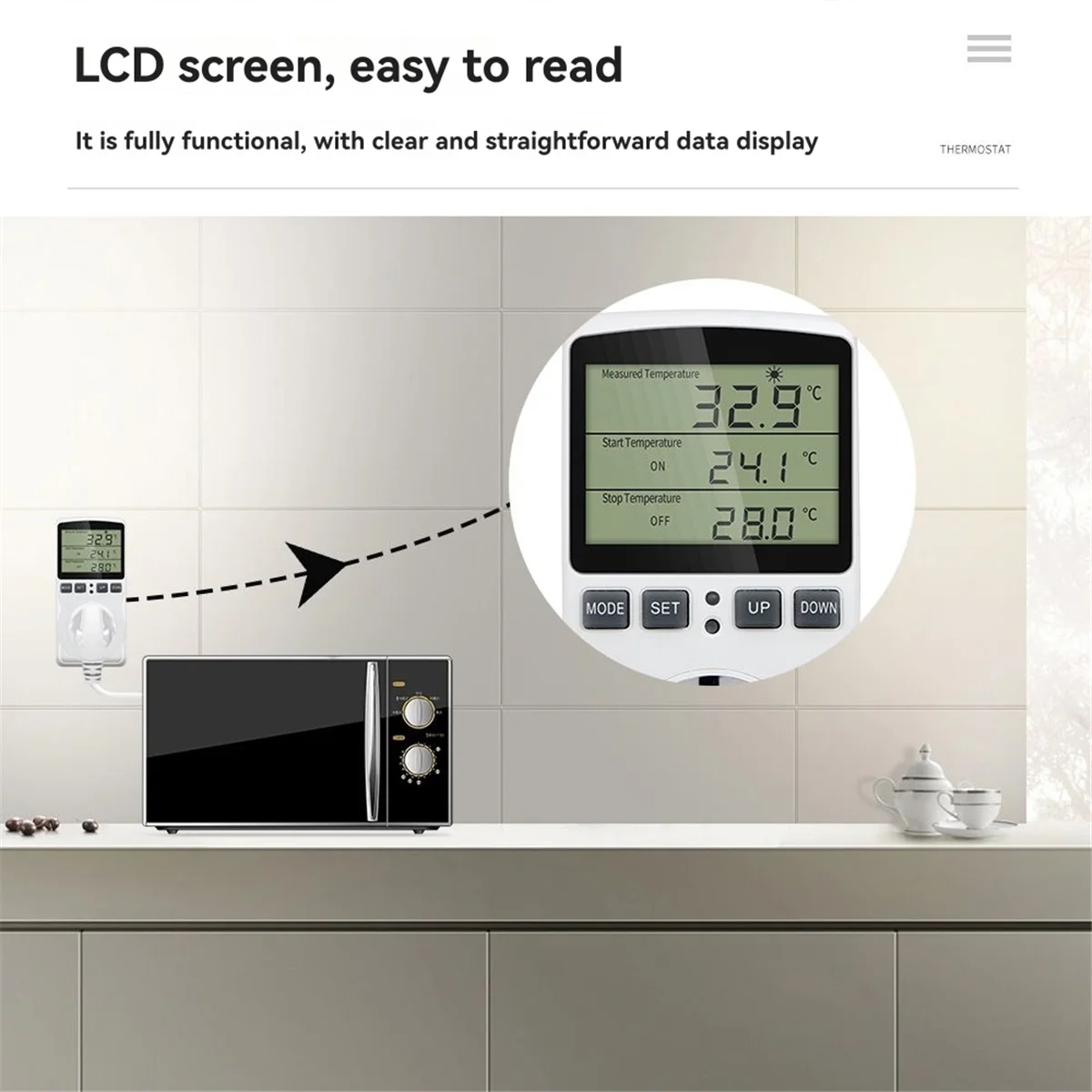 SSR Regolatore di temperatura digitale intelligente Presa interruttore UE 16(2)A 230V-Max.3680W Display LCD