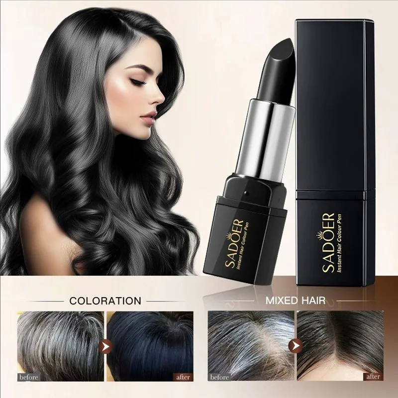 Black and Brown One-off Temporary Hair Coloring Covered White Hairs Hairline Disposable Hair Dye Stick Smear Type Dye
