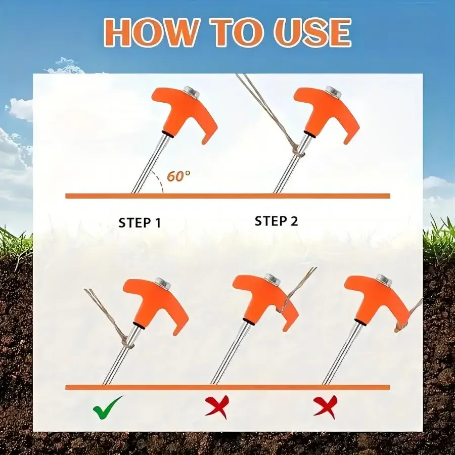 4pcs Heavy Duty Tent Stakes Tent Pegs Camping Stakes with Ground Anchors Screw with Hex Head Driver Heavy Nails ,New Metal Screw