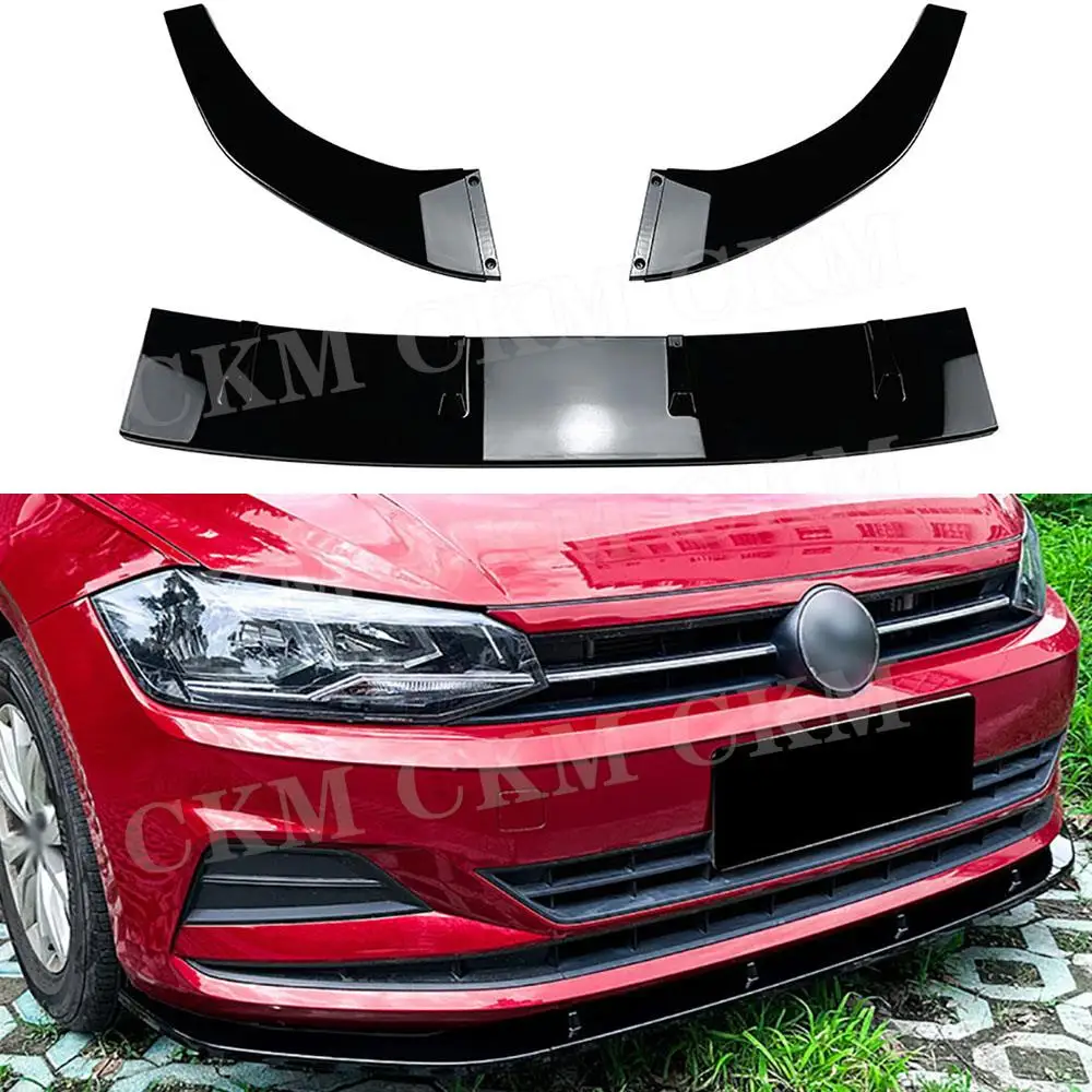 

3PCS Front Lip Spoiler Chin Shovel for Volkswagen VW Polo MK6 2018+ Car Front ABS Bumper Lip Diffuser Bodykits Accessories