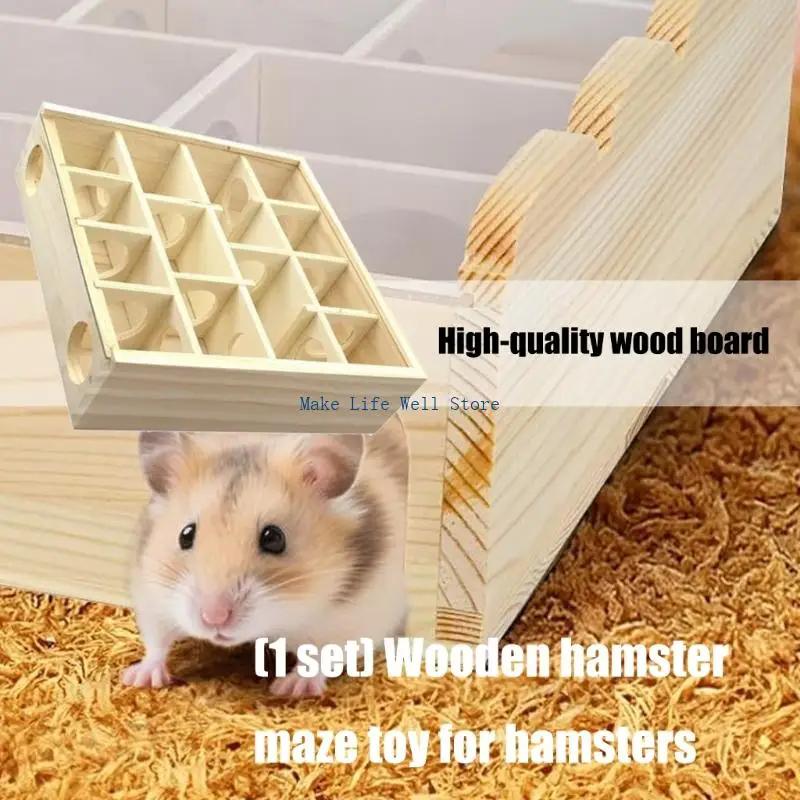 Durability Chews Proof Wooden Rodents Mazes Habitats Removable Top For Easy Cleaning Gerbil Exploration Activity Toy