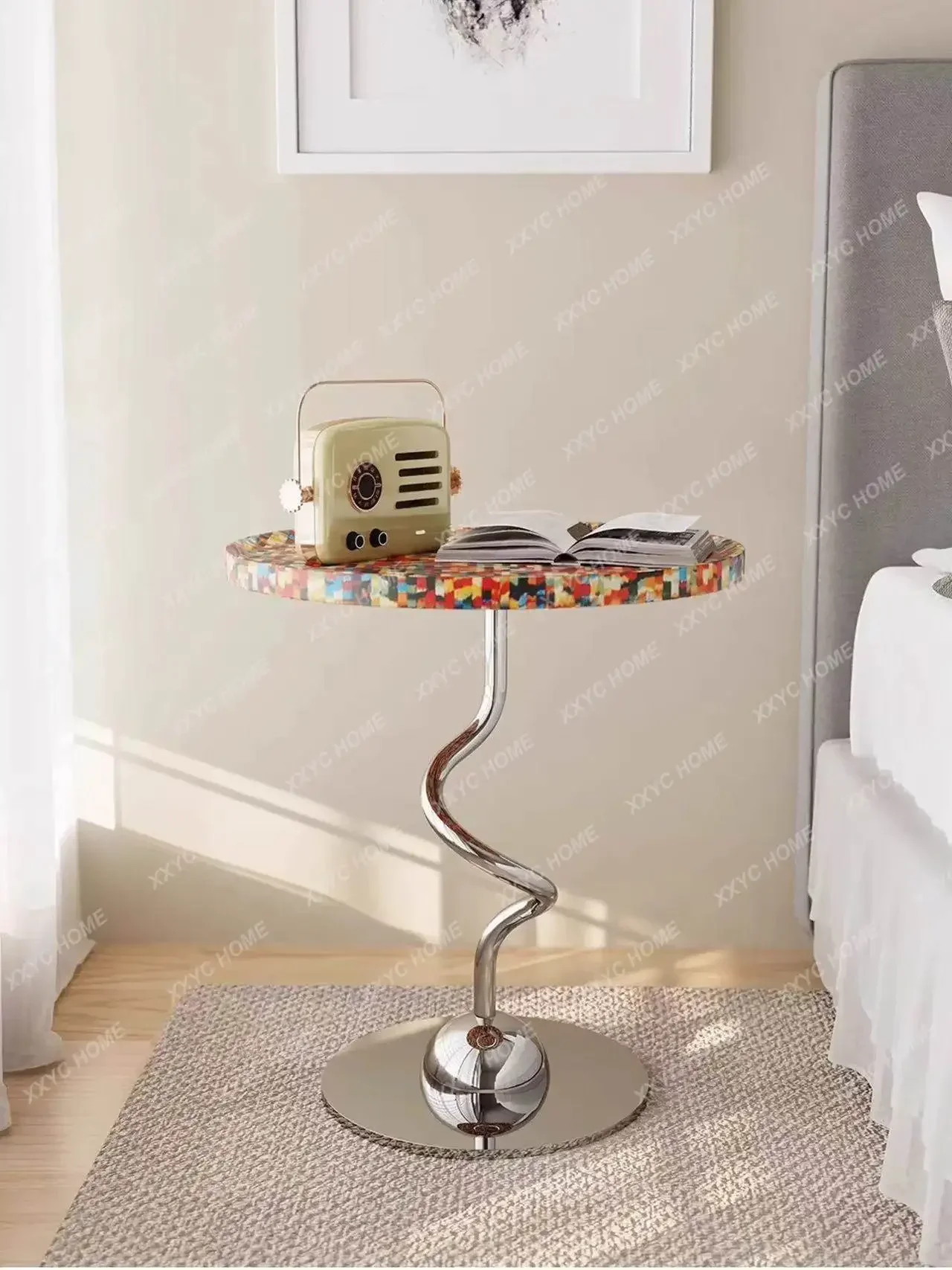 AA side table, living room, bedroom, modern light luxury bedside table, creative high-end side table