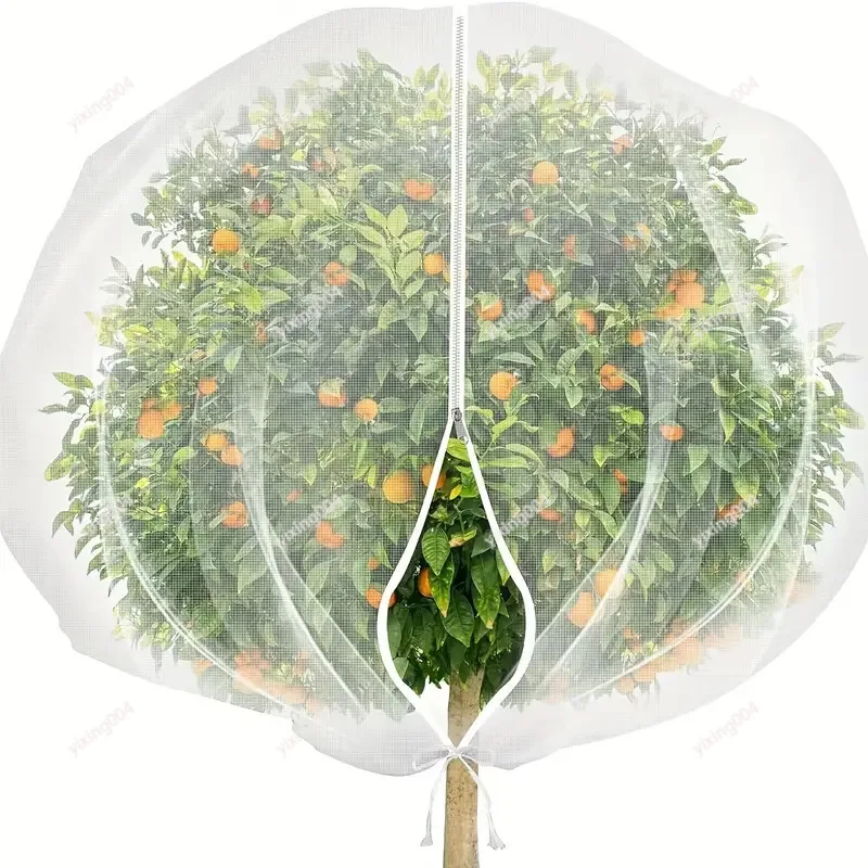 Garden Anti Bird Insect Net Cover, Zipper Drawstring Mesh Shield for Plant Fruit Tree Greenhouse
