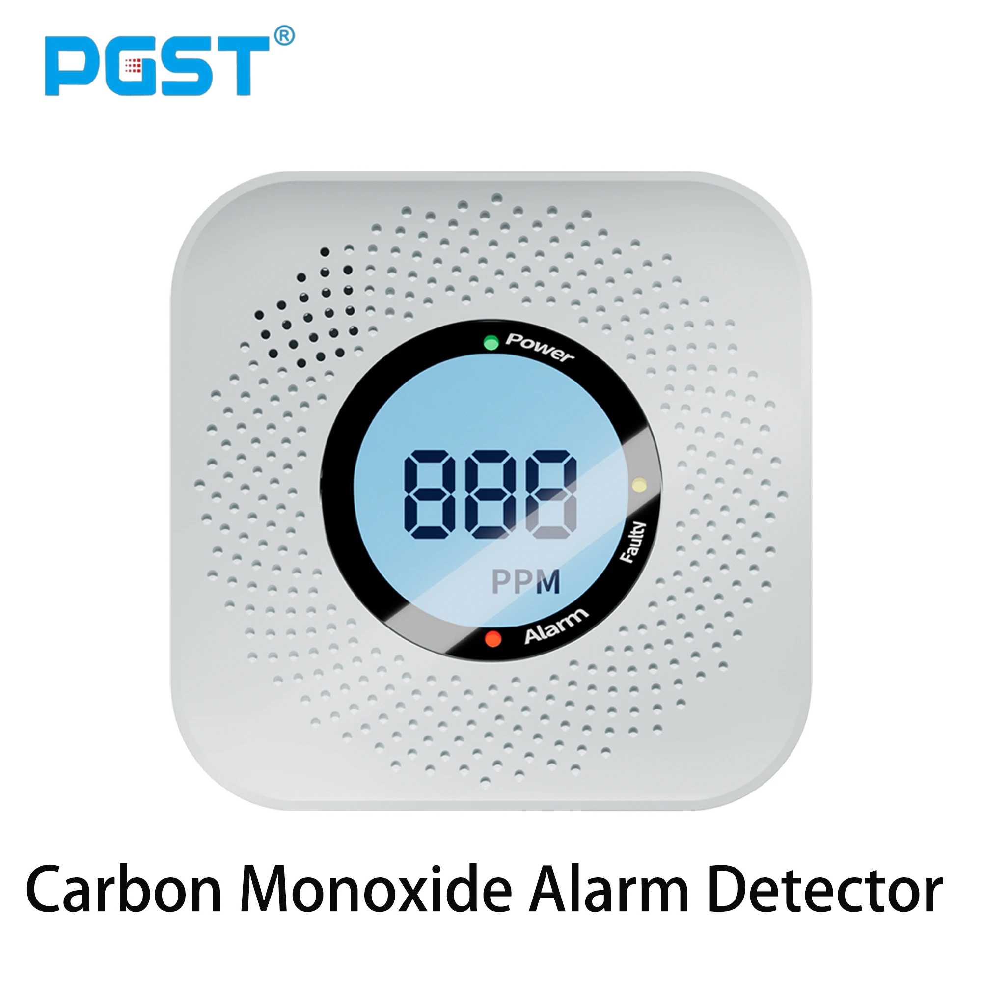 PGST مستشعر إنذار CO مستقل عالي الحساسية كاشف إنذار أول أكسيد الكربون المنزلي 85dB تحذير شاشة LCD كهروضوئية