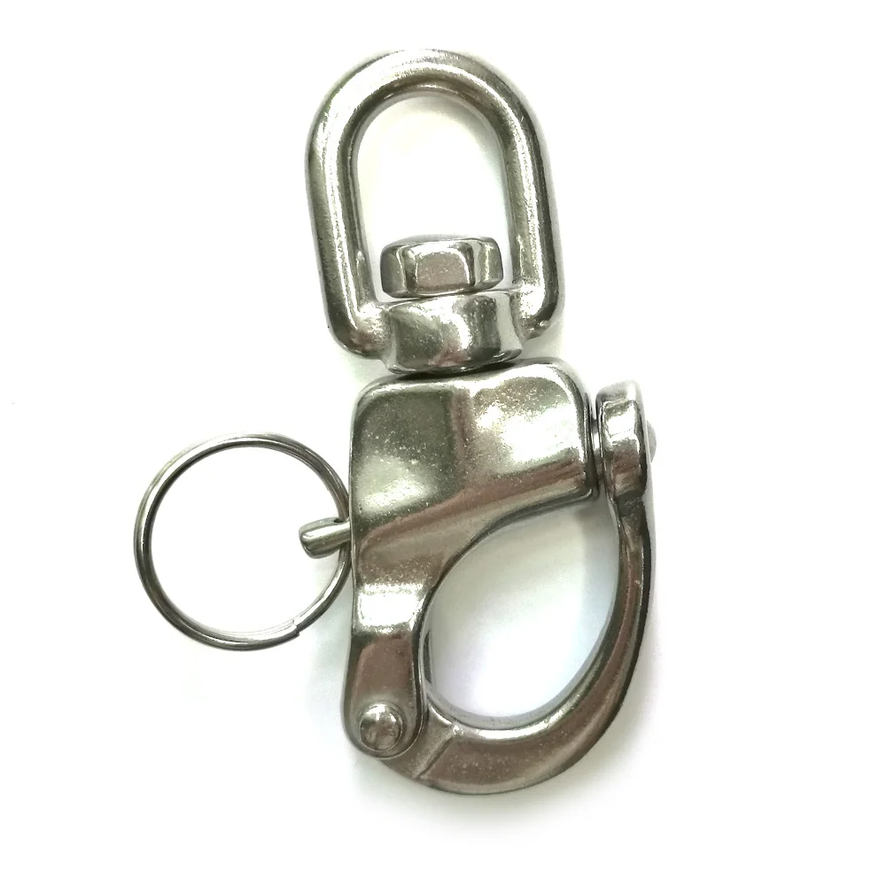 7CM 316 Stainless Steel Swivel Eye Snap Shackle Marine Grade For Yacht Marine Boat Sailing Scuba Diving Shackle Quick Release