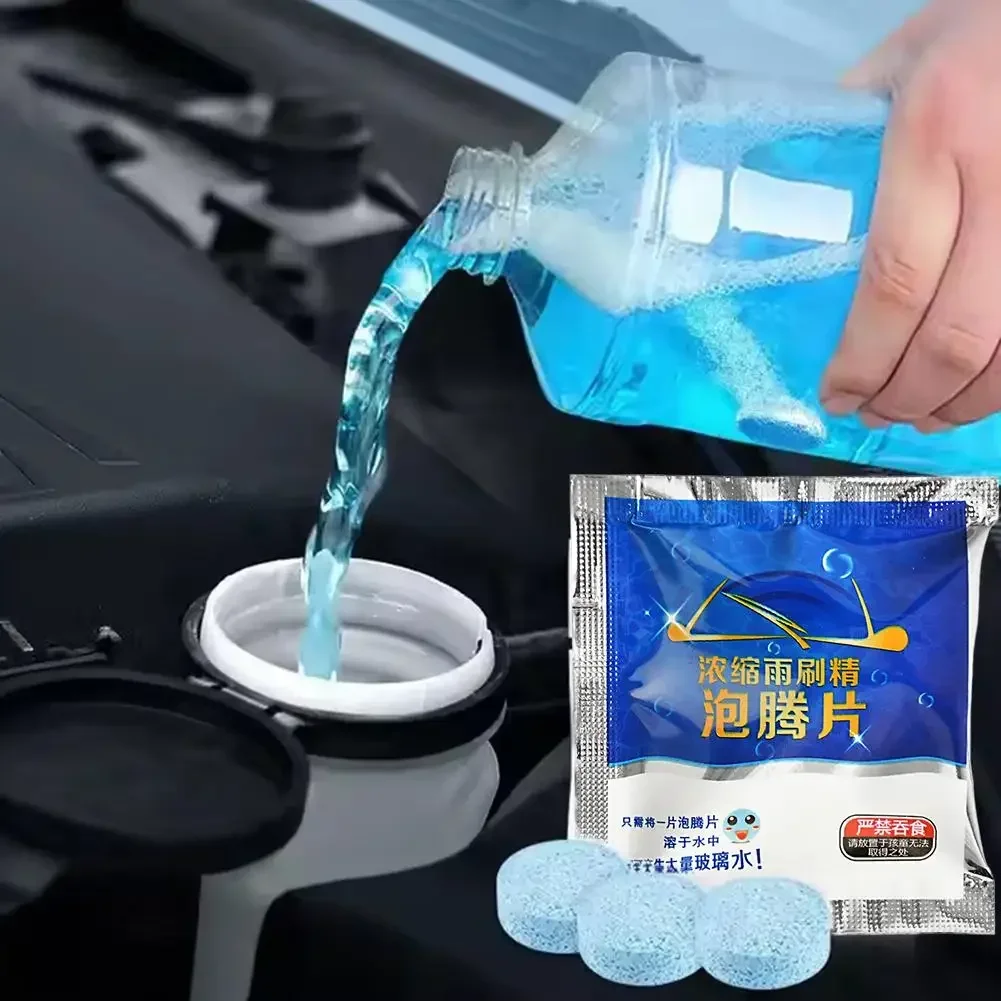 Car Windshield Washer Fluid Concentrated Tablets Solid Effervescent Wiper Tablet for Car Room Kitchen Window Glass Cleaning