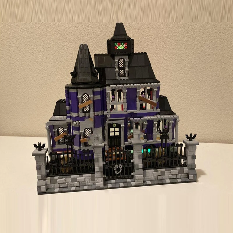 Stadt Street View Modell MOC Bausteine Halloween Spukhaus Modulare Technologie Geschenke Urlaub Montieren Kinder Spielzeug Anzug