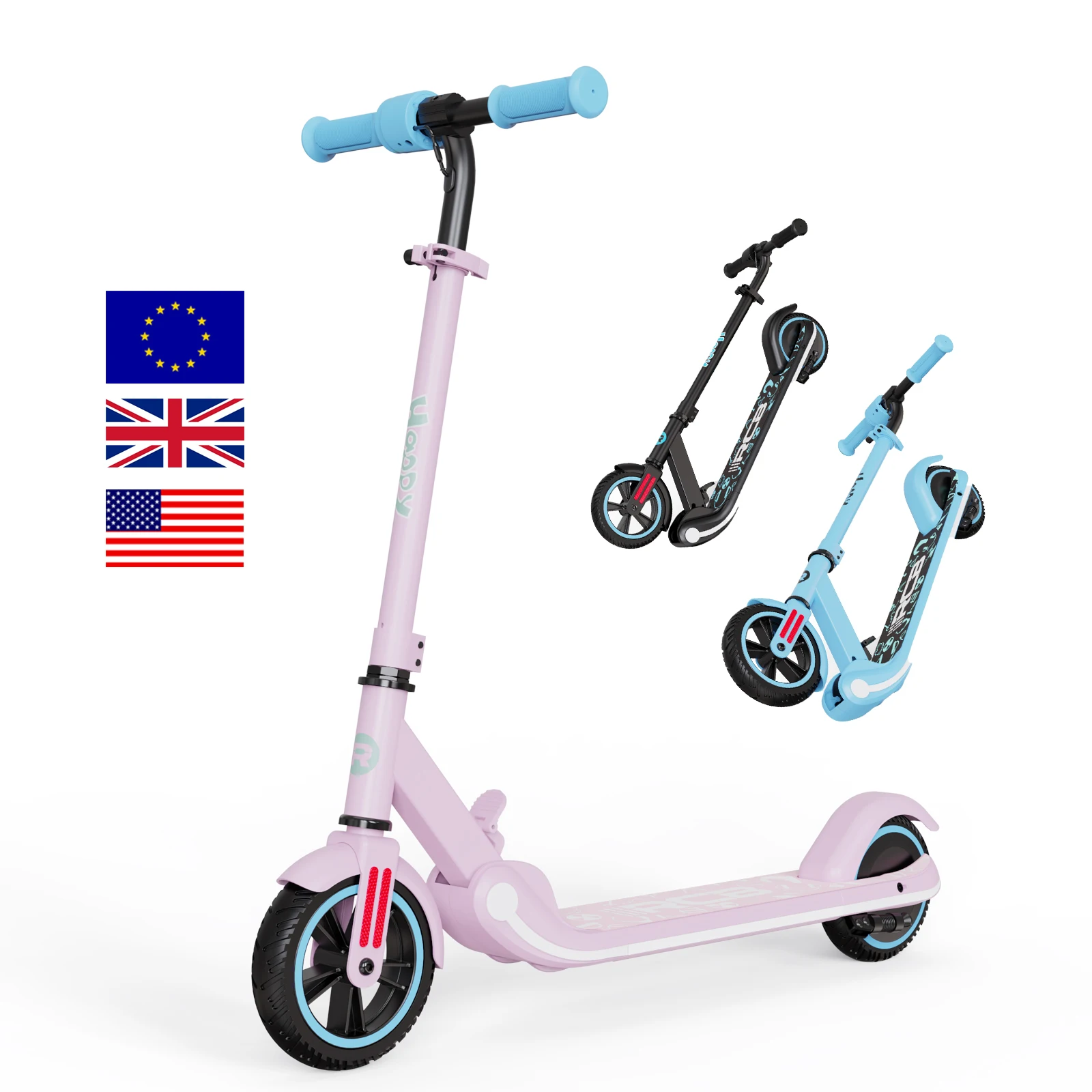 

Intelligent Library EU USA UK Stock RCB Sports Kids Electric Scooters 3 Colors 6 Inches Solid Tires 200W Folding Electric Scoote