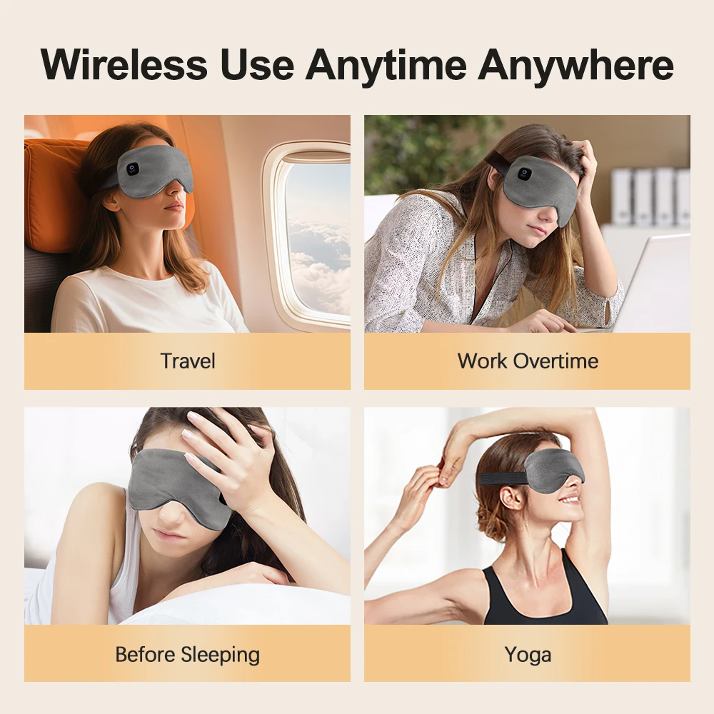 Electric Heating Eye Mask Warm Compress Eye Massage Device Smart Timing Cordless Heated Eye Mask For Dry Eyes Sleeping Shade