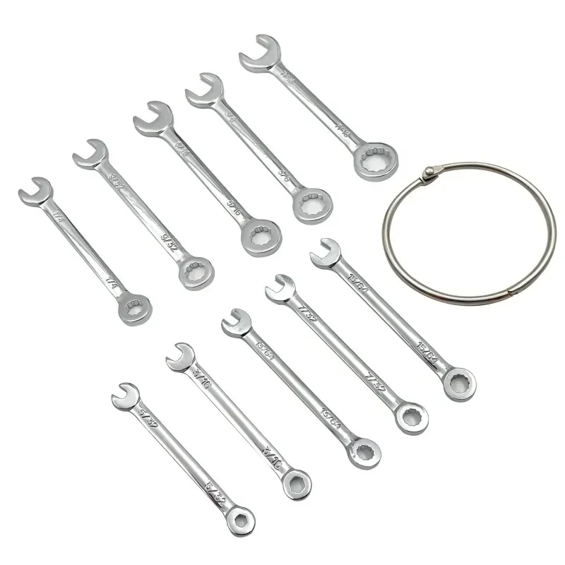 10pcs Mini Spanner Wrenches Set Key Ring Spanner Explosion-proof Pocket British/Metric Type Wrenches
