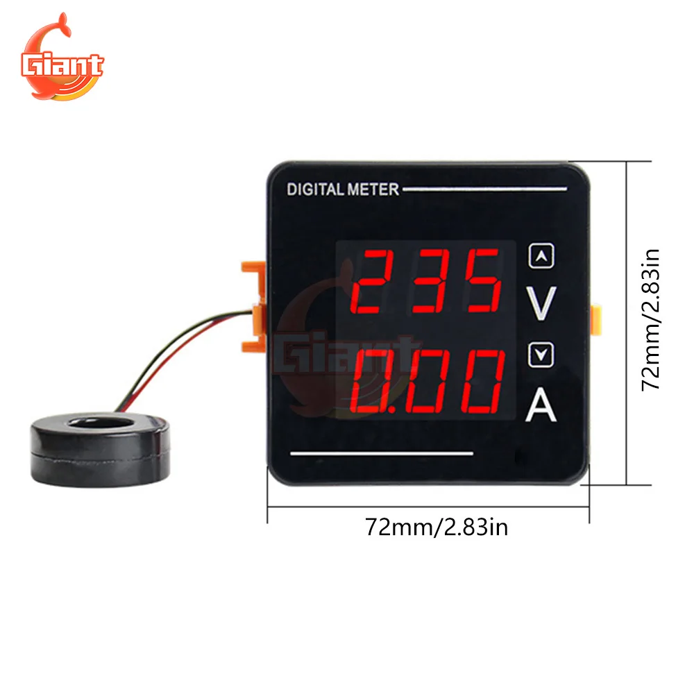 AC50-500V Digital Voltmeter Ammeter Dual Display Voltage Current Meter Tester Volt Detector Tester Monitor Current Transformer