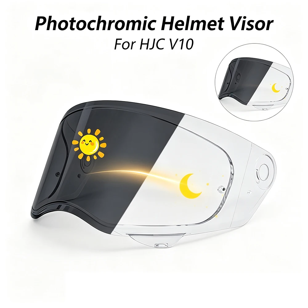 Photochromes Visier für HJC V10 Motorräder, Linsenschutz, Windschutzscheibe, Sichtschutz.
