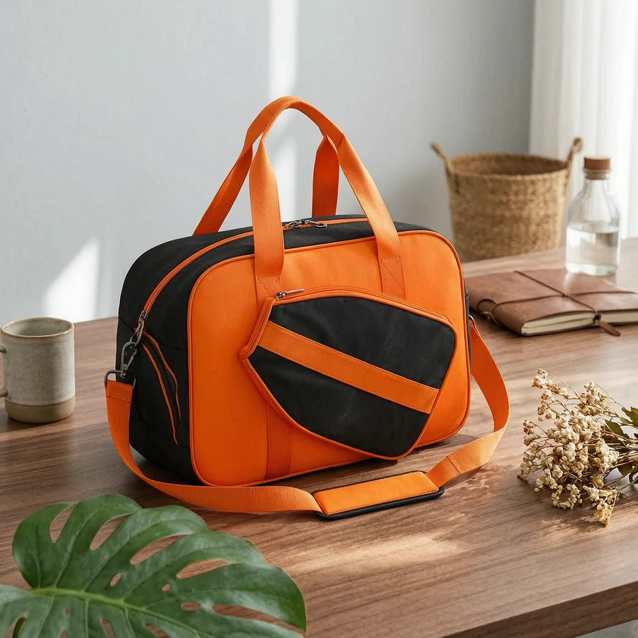 

Racket Bag Detachable Shoulder Strap Sports Travel Bag Athletic Gear Front Pocket Side Compartments