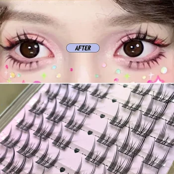 Kedi göz bireysel Lashes ultra-büyük Wispy ince bant bireysel küme Lashes kiti için kendini uygulama BQI Diy kirpik uzantıları