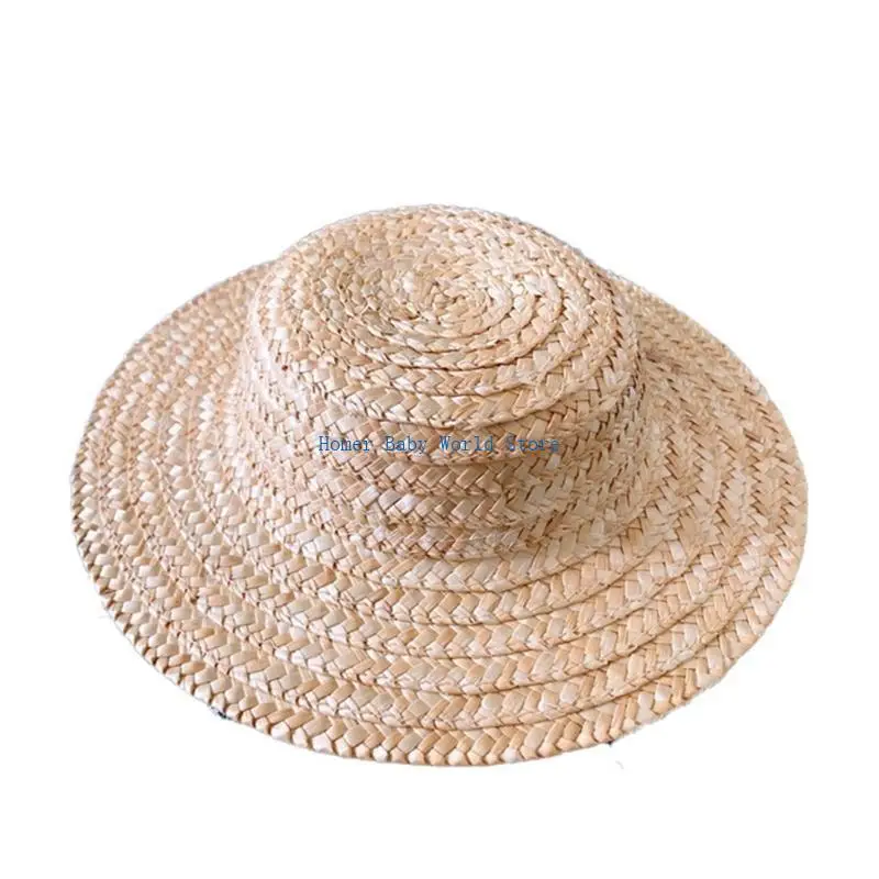 

B2QD Wide Brim Flat Top Hat Baby Girls Straw Hat Toddler Bonnet Outdoor Camping Hat