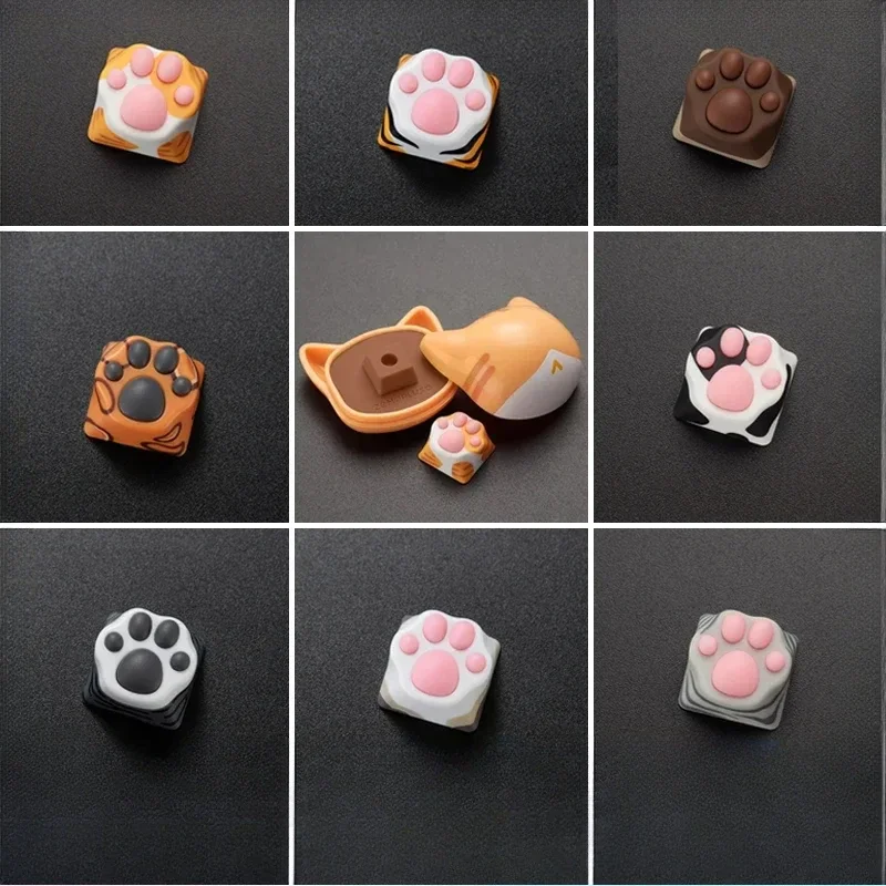 Cat Claw Keycap ABS Silicone Simulated Cat Meat Pad Ragdoll Orange Cat Cute Keycaps for Mechanical Keyboard Caps PC Gamer Gifts