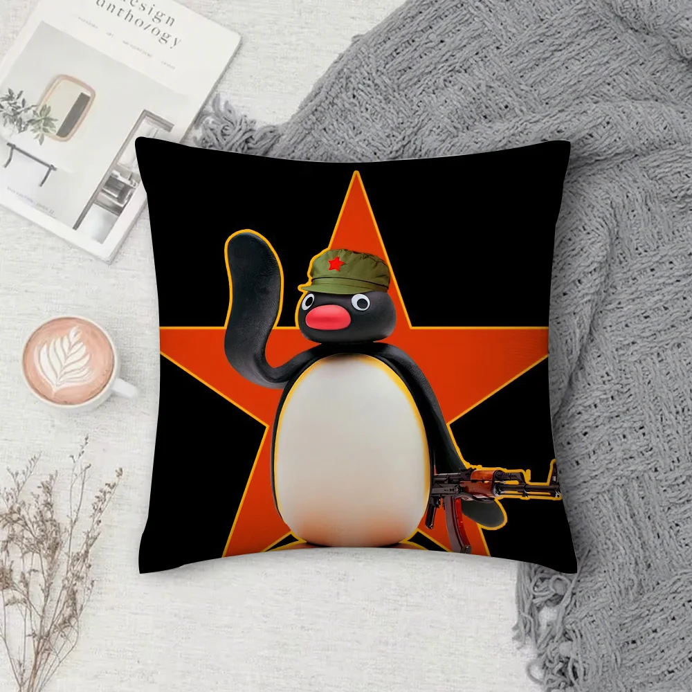 غطاء وسادة على شكل بطريق لطيف من كارتون P-Pingu أريكة مربعة مع وسادة مريحة مناسبة للغرفة #4