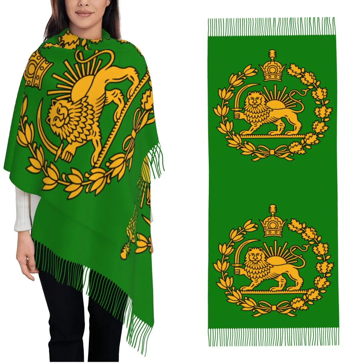 

Iran Flag Scarf with Long Tassel Warm Shawl Wrap Men Women Printed Large Scarves Winter Luxury 2024 Bufanda