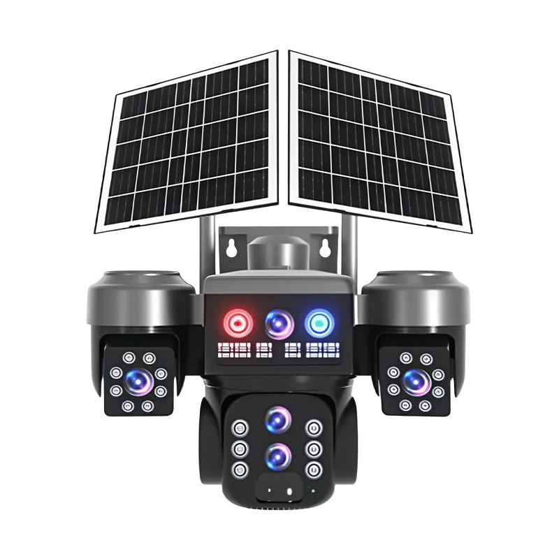 6MP V380pro APP 10X  Solar Power Triple Lens  4G/WIFI  Camera Full Color AI Humanoid Detection Home Security CCTV Baby  Monitor