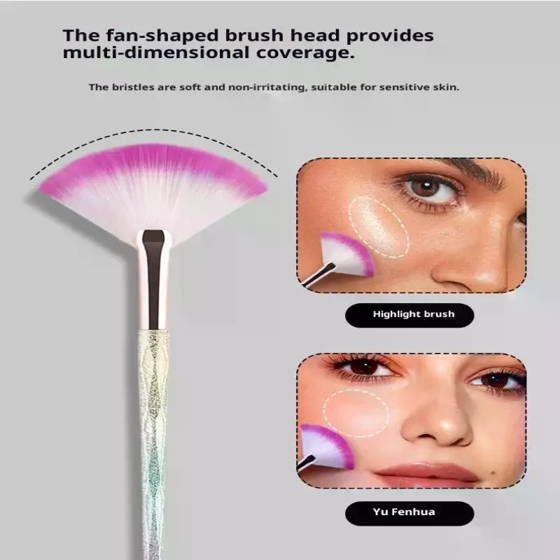 Large Flat Highlight Blush Fan-Shaped Makeup Brush Powder Loose Powder Face Brush Korean Soft Cosy Even Color Tools For Women