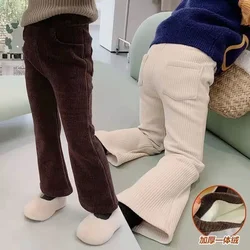 Fashion Winter Clothes Child Girl Fleece-lined Pants Kids Bottom Teenagers Spring Autumn Bell-bottoms Baby Corduroy Trousers