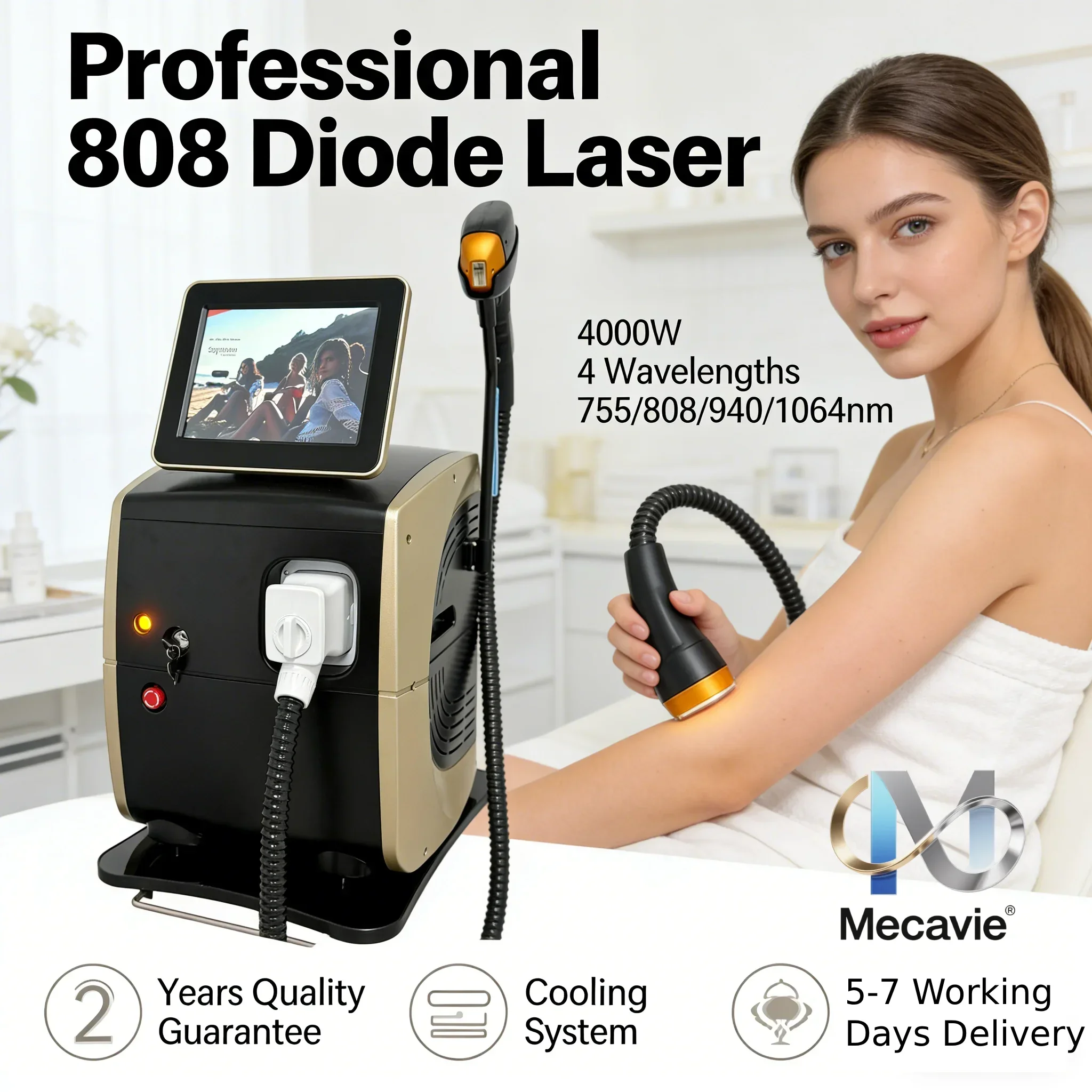 

4000w Portable Soprano Ice Titanium Professional 808nm Mini Diode Laser Body Hair Removal Machine 4 Wave Device 2026