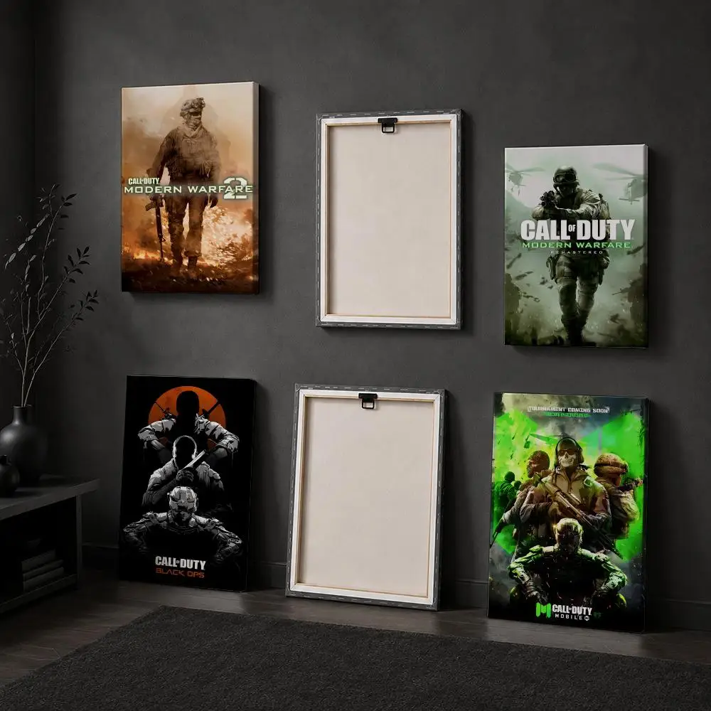 C-Call Of D-Duty FPS Game Framed Wall Painting Wood Framed Canvas Poster HD Wall Art For Bedroom Hallway Bar Office Home Decor